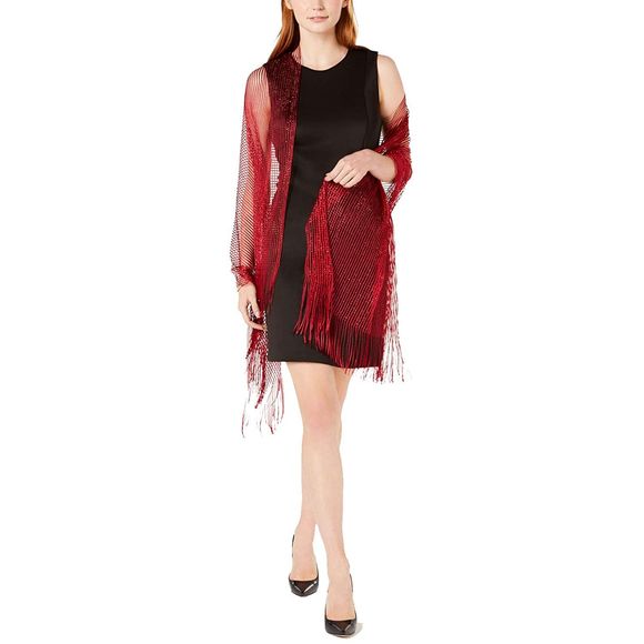INC International Concepts Accessories - INC Red Women's Holiday Fringe Wrap